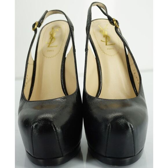 Saint Laurent Textured Patent Tribute Slingback Hidden Platform Pump - Picture 8 of 10